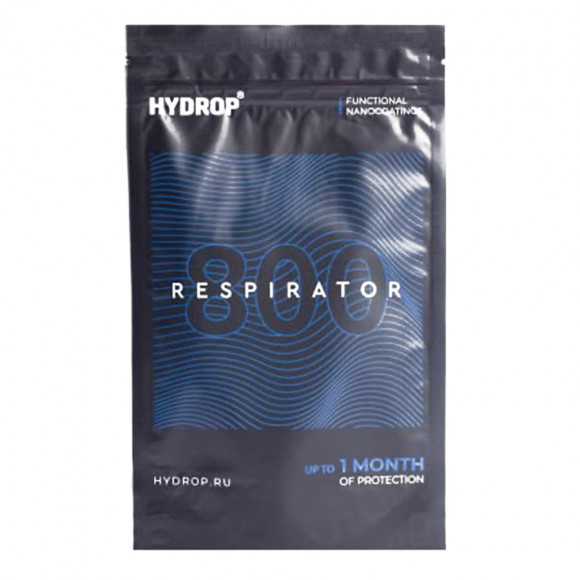 Бесклапанная фильтрующая маска RESPIRATOR 800 HYDROP черная с логотипом в фирменном пакете Бесклапанная фильтрующая маска RESPIRATOR 800 HYDROP черная с логотипом в фирменном пакете