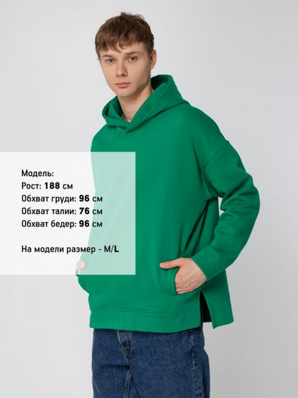 Худи оверсайз унисекс Tolla, зеленое Худи оверсайз унисекс Tolla, зеленое