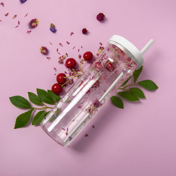 Бутылка для воды LONG DRINK с контейнером для фруктов и трубочкой, 700мл. белый с прозрачным, тритан Бутылка для воды LONG DRINK с контейнером для фруктов и трубочкой, 700мл. белый с прозрачным, тритан