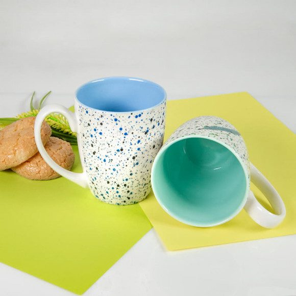 Кружка TERRAZZO, белый с голубым, 330мл, фарфор Кружка TERRAZZO, белый с голубым, 330мл, фарфор
