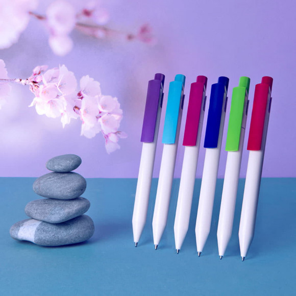 Ручка шариковая Zen, белый/розовый, пластик Ручка шариковая Zen, белый/розовый, пластик